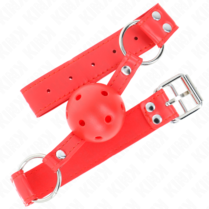 KINK - COMPLETE RED HOLLOW HARD BALL GAG 62 x 2 CM - NOCTURNA DESIRES