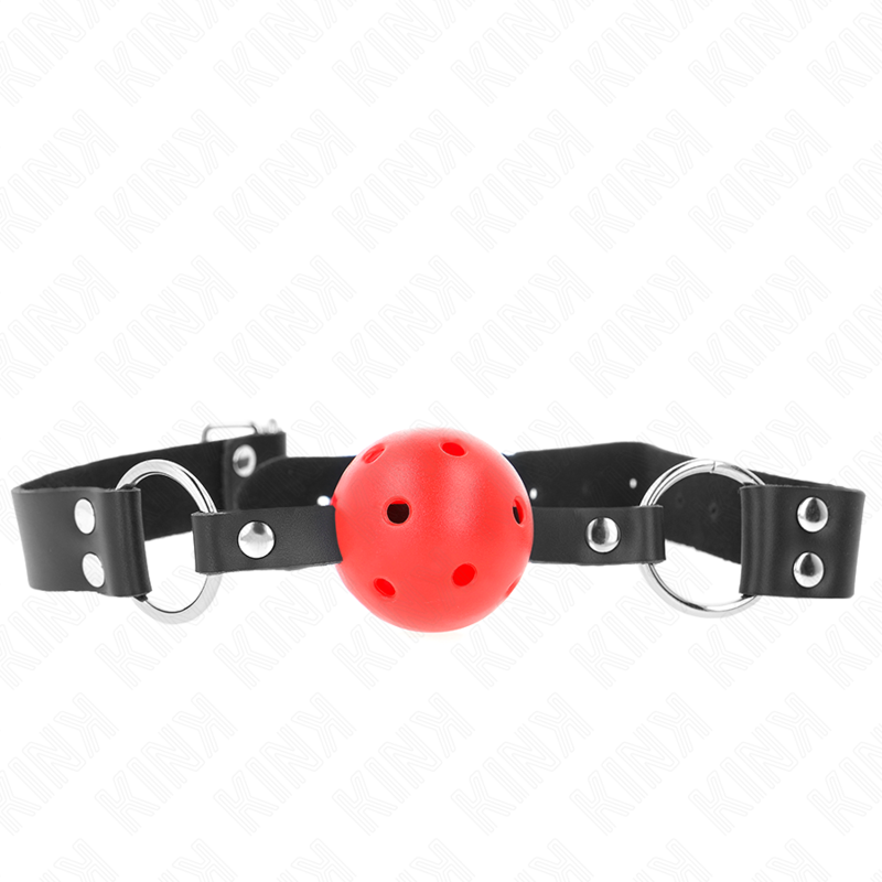 KINK - BREATHABLE BALL 4 CM GAG WITH DOUBLE RIVET RED 62.5 x 2.5 CM ADJUSTABLE 42-58 CM - NOCTURNA DESIRES