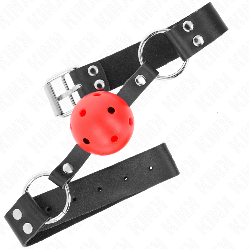 KINK - BREATHABLE BALL 4 CM GAG WITH DOUBLE RIVET RED 62.5 x 2.5 CM ADJUSTABLE 42-58 CM - NOCTURNA DESIRES