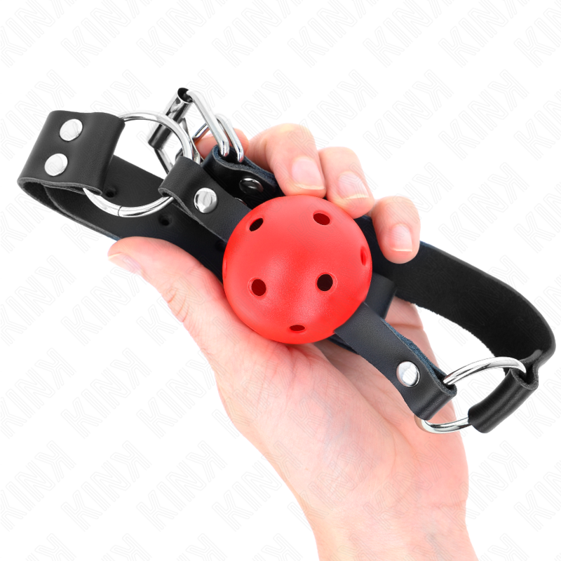 KINK - BREATHABLE BALL 4 CM GAG WITH DOUBLE RIVET RED 62.5 x 2.5 CM ADJUSTABLE 42-58 CM - NOCTURNA DESIRES