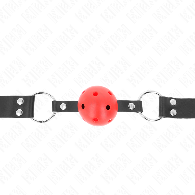 KINK - BREATHABLE BALL 4 CM GAG WITH DOUBLE RIVET RED 62.5 x 2.5 CM ADJUSTABLE 42-58 CM - NOCTURNA DESIRES