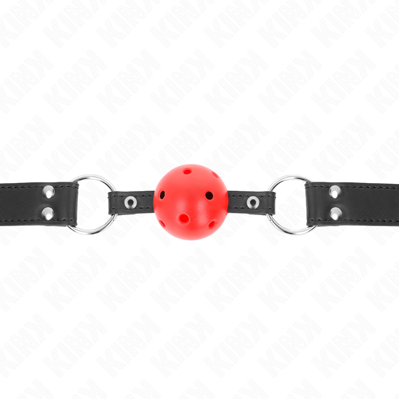 KINK - BREATHABLE BALL 4 CM GAG WITH DOUBLE RIVET LEATHER 62.5 x 2.5 CM ADJUSTABLE 42-58 CM - NOCTURNA DESIRES