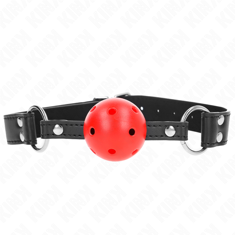 KINK - BREATHABLE BALL 4 CM GAG WITH DOUBLE RIVET LEATHER 62.5 x 2.5 CM ADJUSTABLE 42-58 CM - NOCTURNA DESIRES
