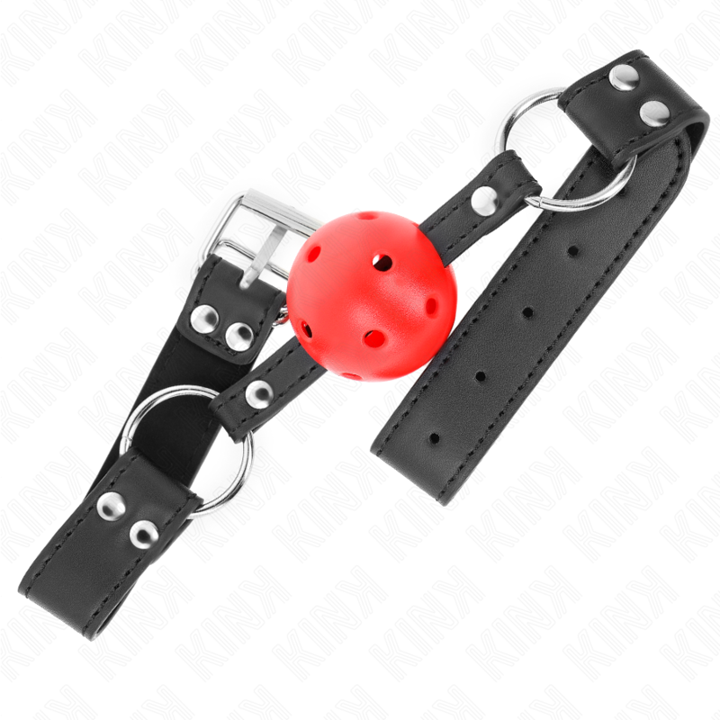 KINK - BREATHABLE BALL 4 CM GAG WITH DOUBLE RIVET LEATHER 62.5 x 2.5 CM ADJUSTABLE 42-58 CM - NOCTURNA DESIRES