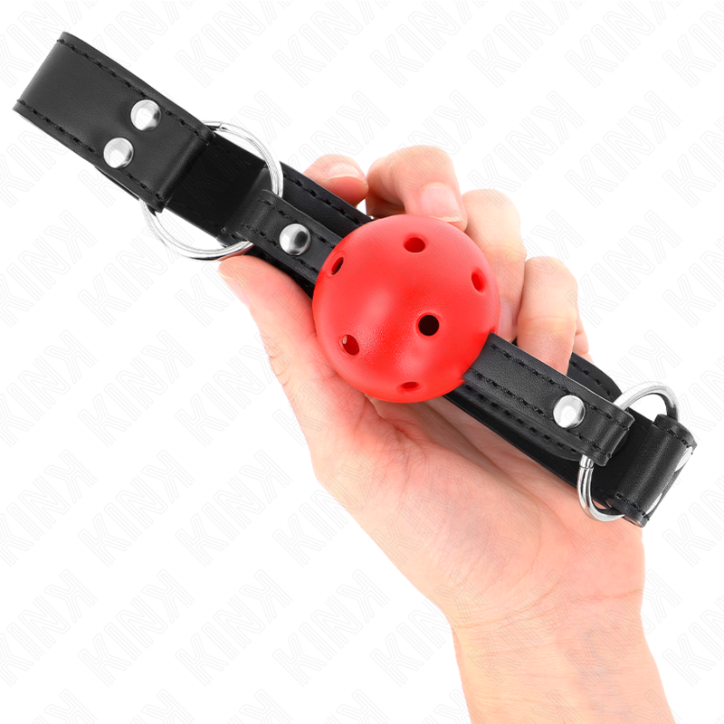 KINK - BREATHABLE BALL 4 CM GAG WITH DOUBLE RIVET LEATHER 62.5 x 2.5 CM ADJUSTABLE 42-58 CM - NOCTURNA DESIRES