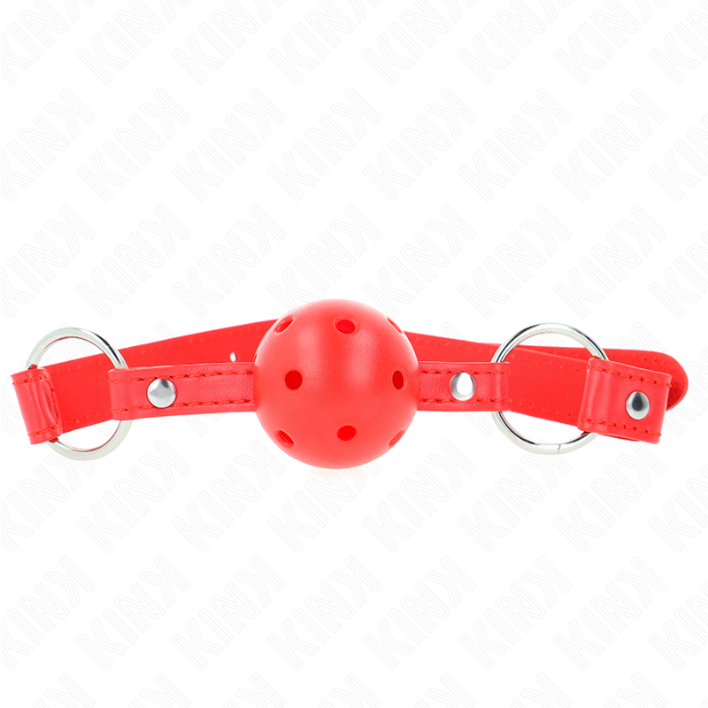 KINK - BREATHABLE BALL 4 CM GAG WITH DOUBLE RIVET MODEL 1 RED 62.5 x 2.5 CM ADJUSTABLE 42-58 CM - NOCTURNA DESIRES