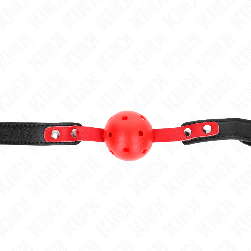 KINK - RED HOLLOW HARD BALL 4 CM GAG BLACK STRAP 60 x 2 CM ADJUSTABLE 37-52 CM - NOCTURNA DESIRES