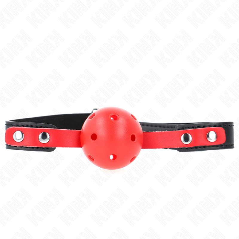 KINK - RED HOLLOW HARD BALL 4 CM GAG BLACK STRAP 60 x 2 CM ADJUSTABLE 37-52 CM - NOCTURNA DESIRES