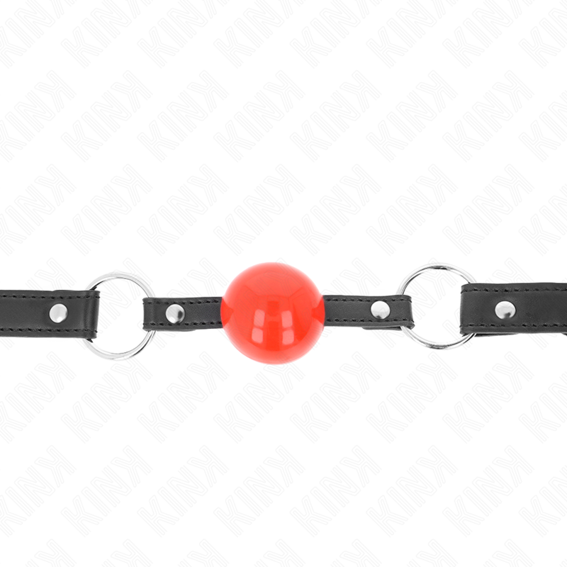 KINK - BALL 4 CM GAG WITH LOCK RED BALL BLACK STRAP 60 x 2 CM - NOCTURNA DESIRES