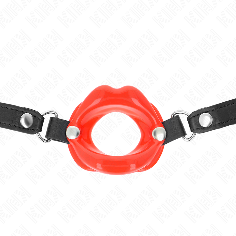 KINK - LIP 8 CM GAG WITH RED LEATHERETTE STRAP 63 x 2 CM ADJUSTABLE 39-58 CM - NOCTURNA DESIRES