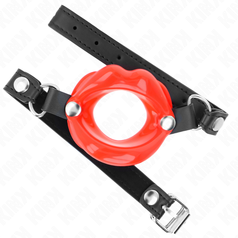 KINK - LIP 8 CM GAG WITH RED LEATHERETTE STRAP 63 x 2 CM ADJUSTABLE 39-58 CM - NOCTURNA DESIRES