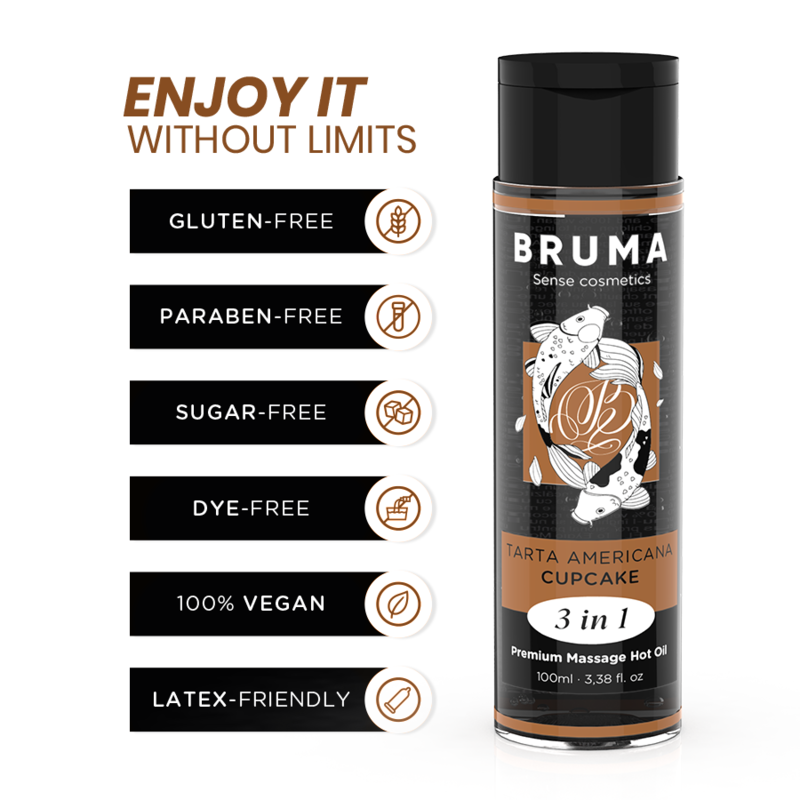 BRUMA - PREMIUM MASSAGE HOT OIL CUPCAKE 3 IN 1 - 100 ML - NOCTURNA DESIRES