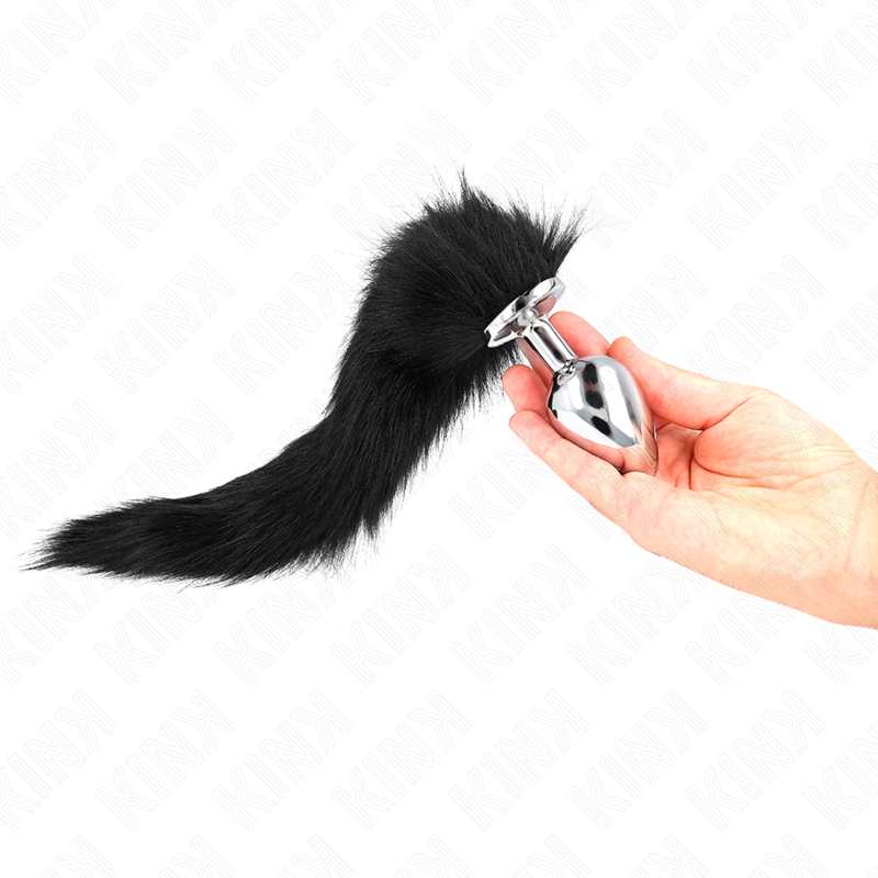 KINK - ANAL PLUG SIZE L 10 X 4 CM WITH SYNTHETIC TAIL 40 CM BLACK - NOCTURNA DESIRES