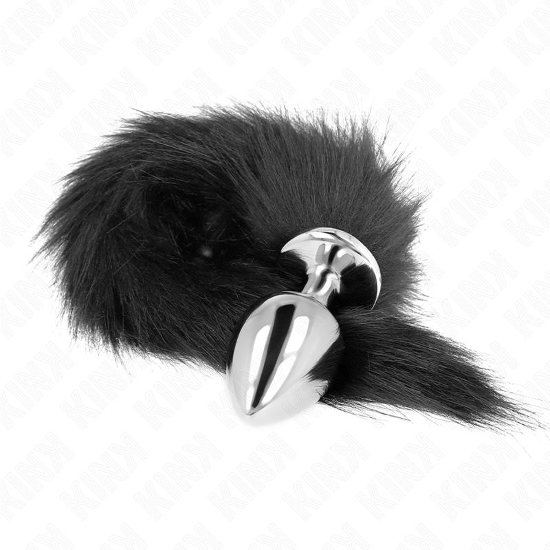 KINK - ANAL PLUG SIZE L 10 X 4 CM WITH SYNTHETIC TAIL 40 CM BLACK - NOCTURNA DESIRES