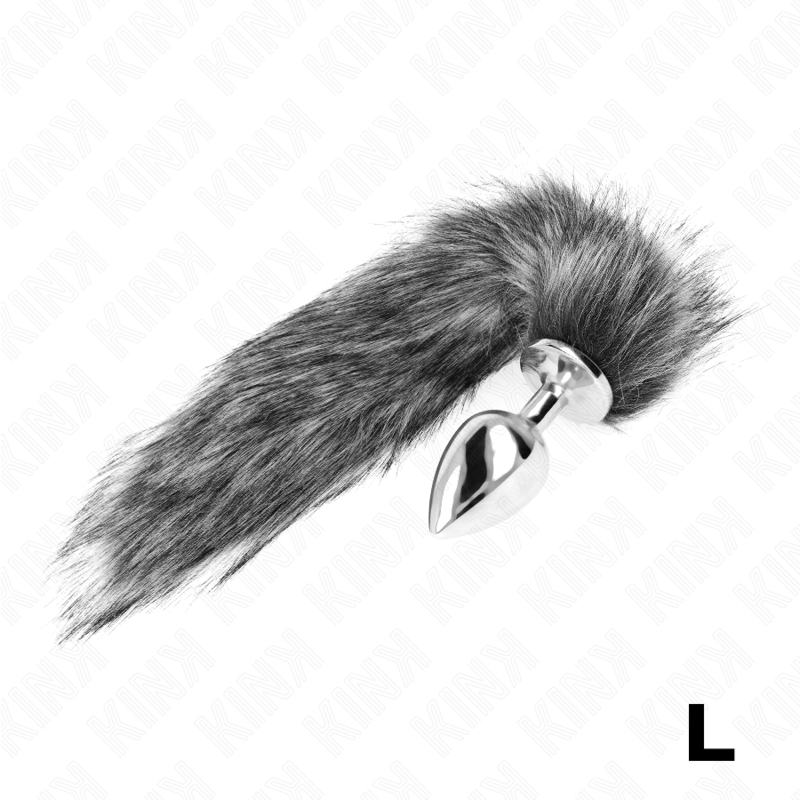 KINK - ANAL PLUG SIZE L 10 X 4 CM WITH SYNTHETIC TAIL 40 CM GREY - NOCTURNA DESIRES