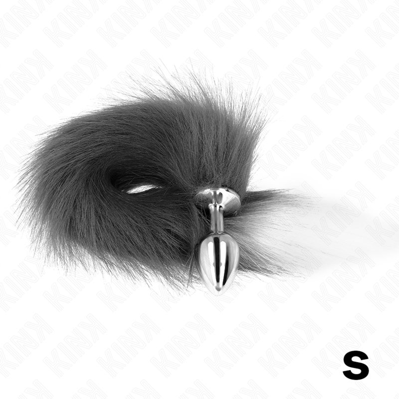 KINK - ANAL PLUG SIZE S 7 X 3 CM WITH SYNTHETIC TAIL 40 CM GREY AND WHITE - NOCTURNA DESIRES