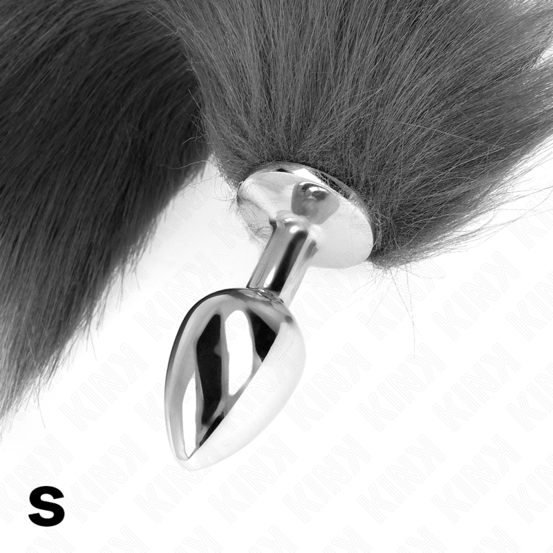 KINK - ANAL PLUG SIZE S 7 X 3 CM WITH SYNTHETIC TAIL 40 CM GREY AND WHITE - NOCTURNA DESIRES