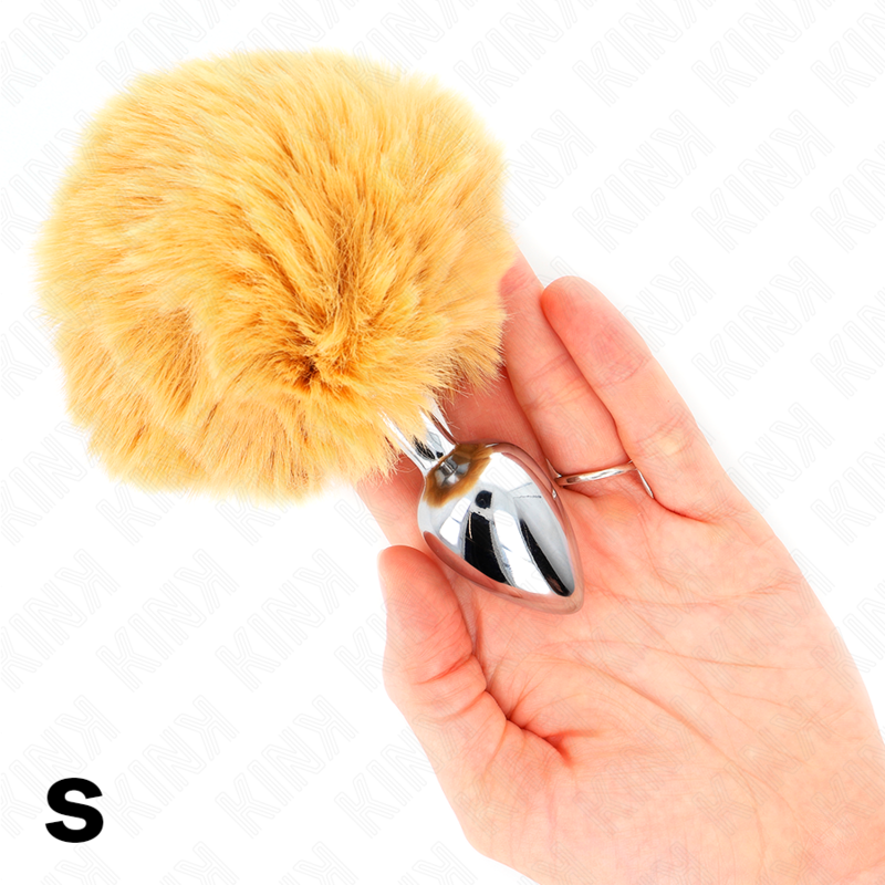 KINK - STAINLESS STEEL PLUG 7 x 3 CM WITH BEIGE FAUX FUR RABBIT TAIL 8 CM - NOCTURNA DESIRES