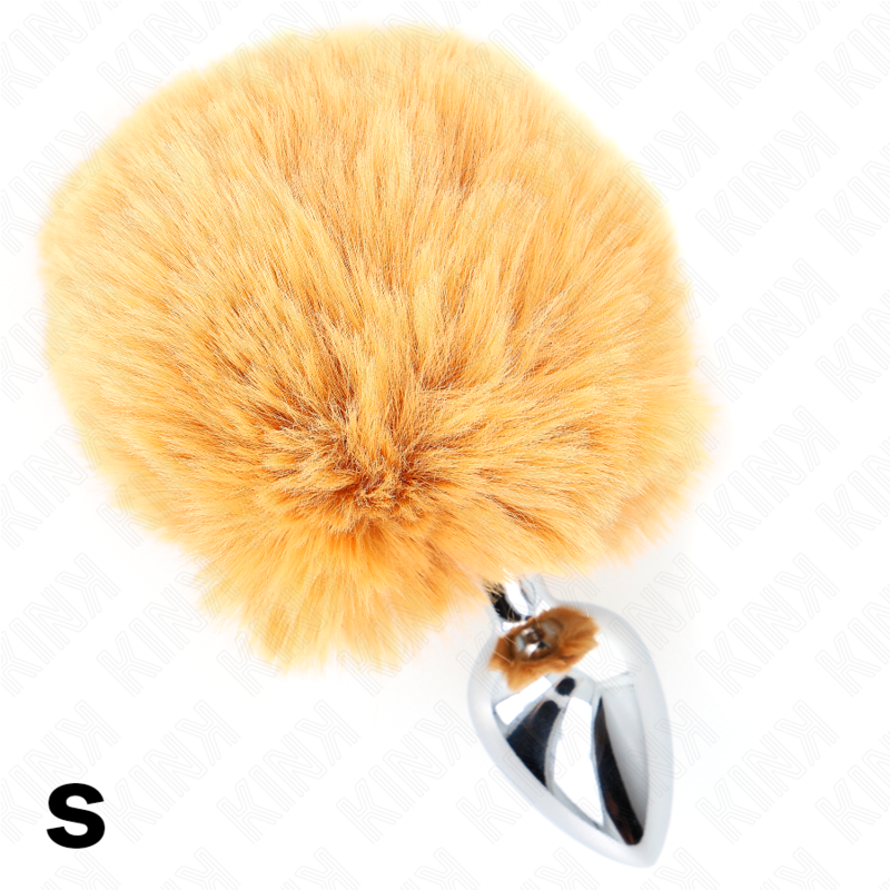 KINK - STAINLESS STEEL PLUG 7 x 3 CM WITH BEIGE FAUX FUR RABBIT TAIL 8 CM - NOCTURNA DESIRES