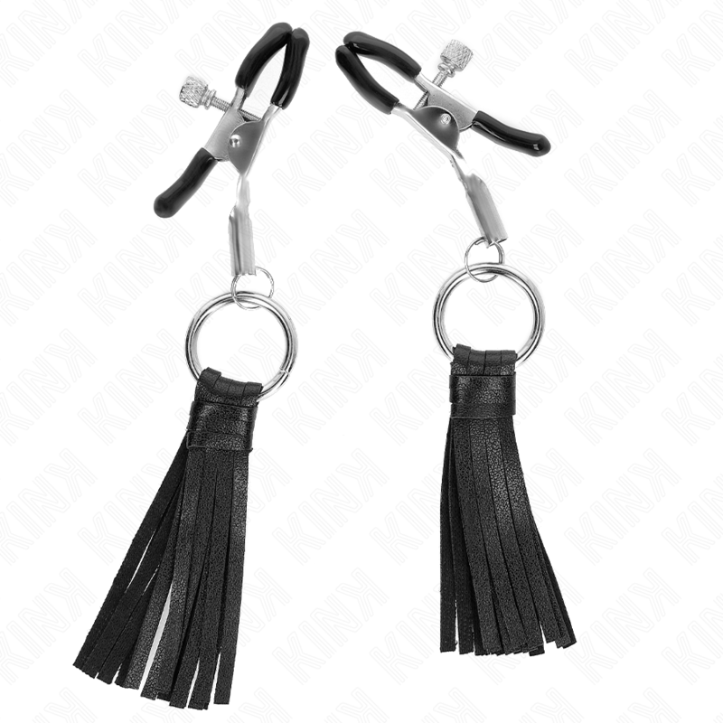 KINK - LEATHERETTE TASSEL NIPPLE CLAMPS 6 CM - NOCTURNA DESIRES