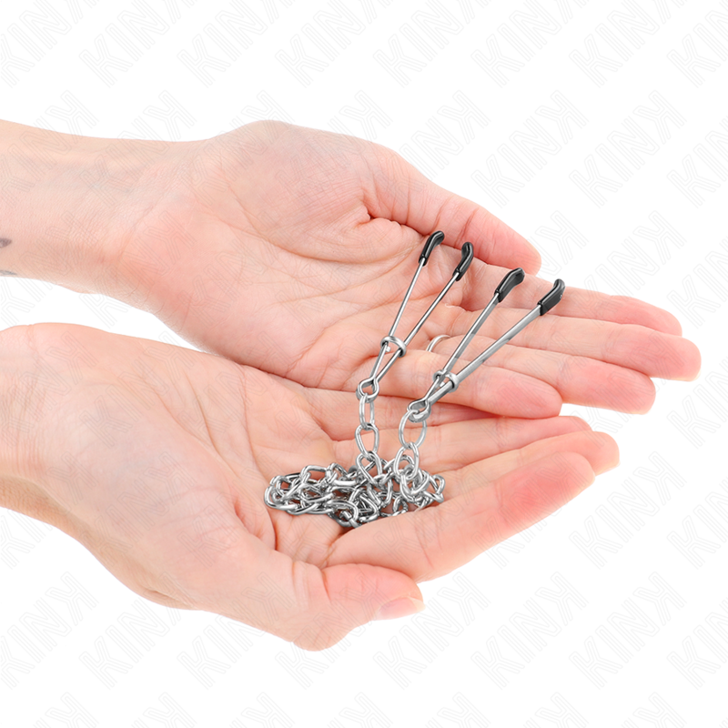KINK - THIN NIPPLE CLAMPS WITH THICK CHAIN 30 CM - NOCTURNA DESIRES