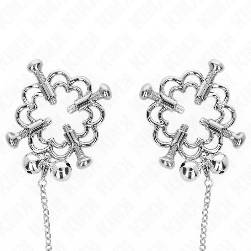 KINK - METAL FLOWER NIPPLE CLAMPS WITH CHAIN - NOCTURNA DESIRES