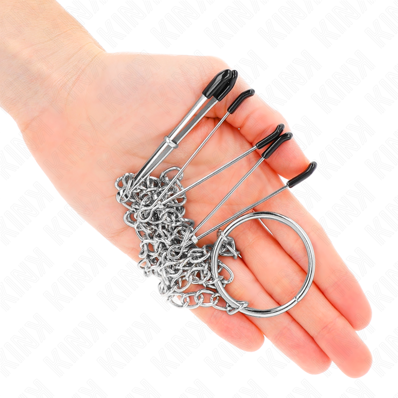 KINK - TRIPLE NIPPLE AND CLIT CLAMPS WITH CHAIN MODEL 1 - NOCTURNA DESIRES