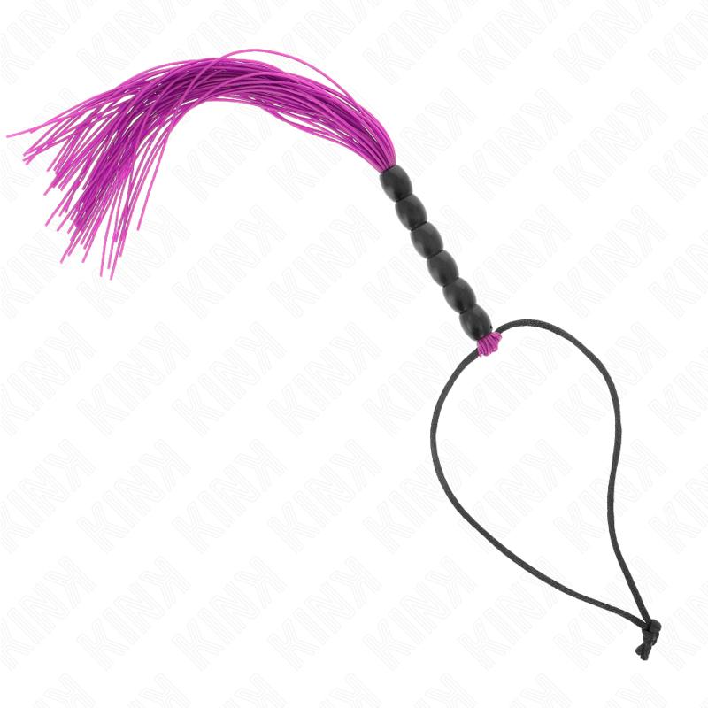 KINK - MINI SILICONE WHIP WITH 6 PURPLE BEADS 26 CM - NOCTURNA DESIRES