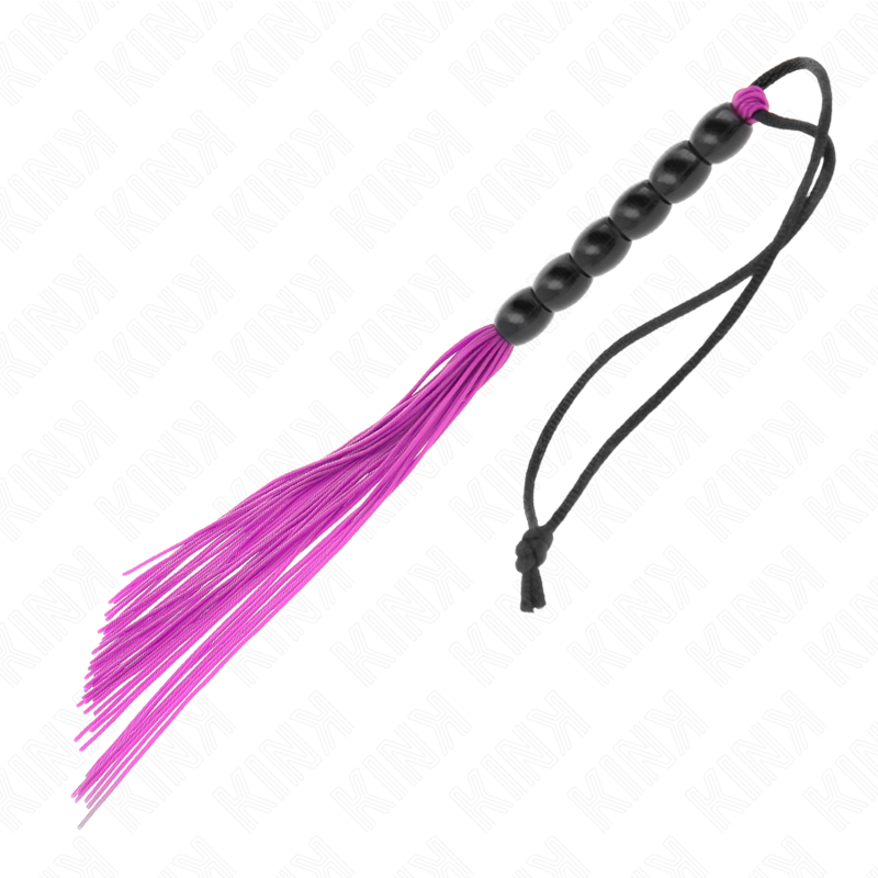 KINK - MINI SILICONE WHIP WITH 6 PURPLE BEADS 26 CM - NOCTURNA DESIRES