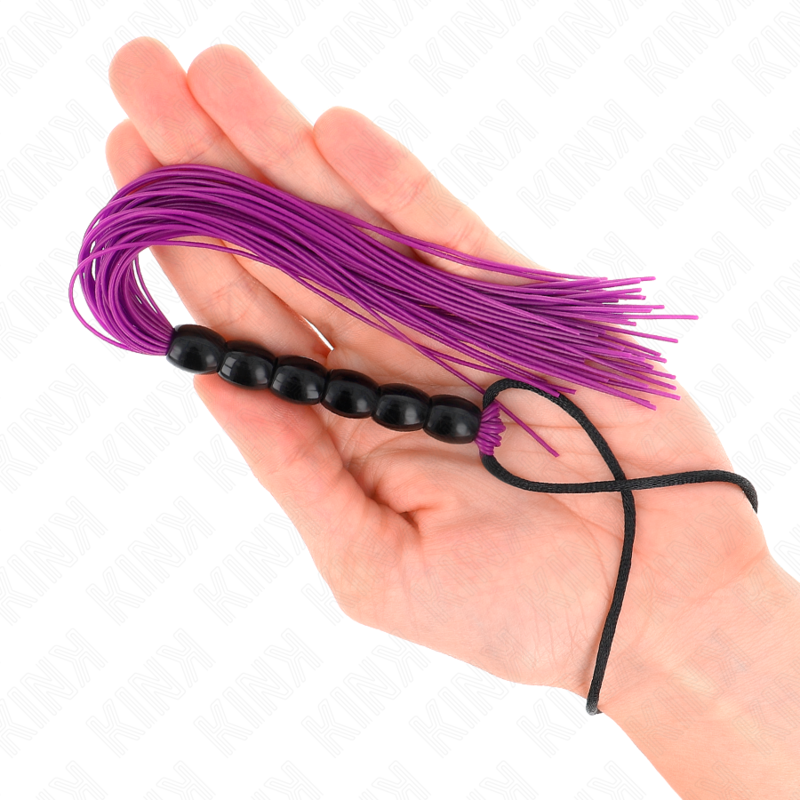 KINK - MINI SILICONE WHIP WITH 6 PURPLE BEADS 26 CM - NOCTURNA DESIRES