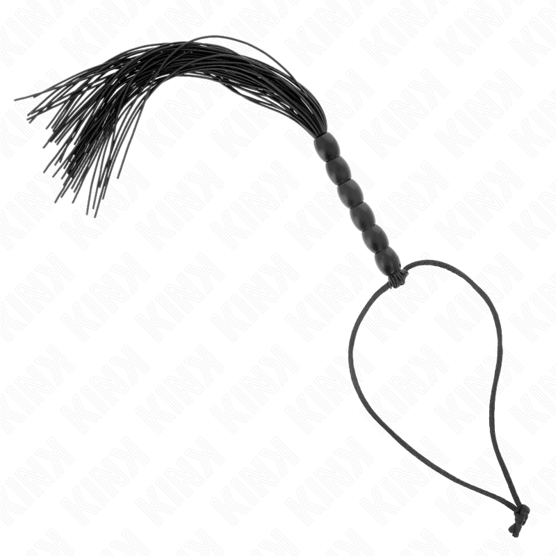 KINK - MINI SILICONE WHIP WITH 6 BLACK BEADS 26 CM - NOCTURNA DESIRES