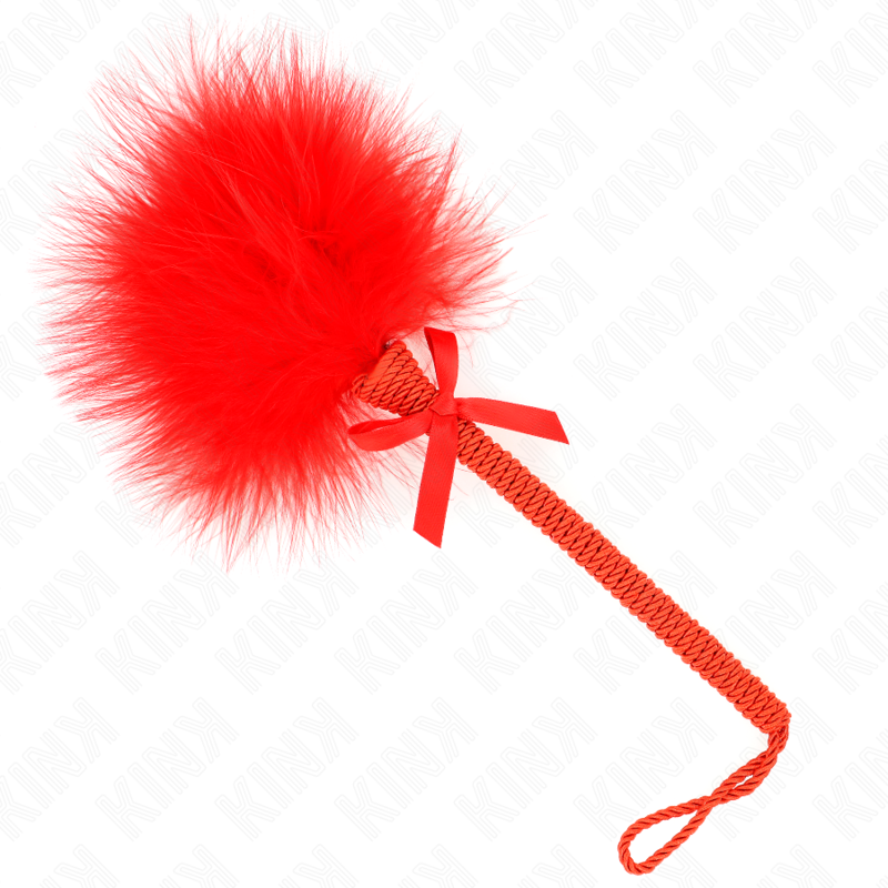 KINK - NYLON ROPE WAND WITH TICKLE FEATHERS AND RED BOW 25 CM - NOCTURNA DESIRES