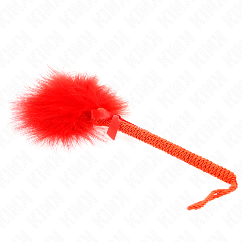 KINK - NYLON ROPE WAND WITH TICKLE FEATHERS AND RED BOW 25 CM - NOCTURNA DESIRES