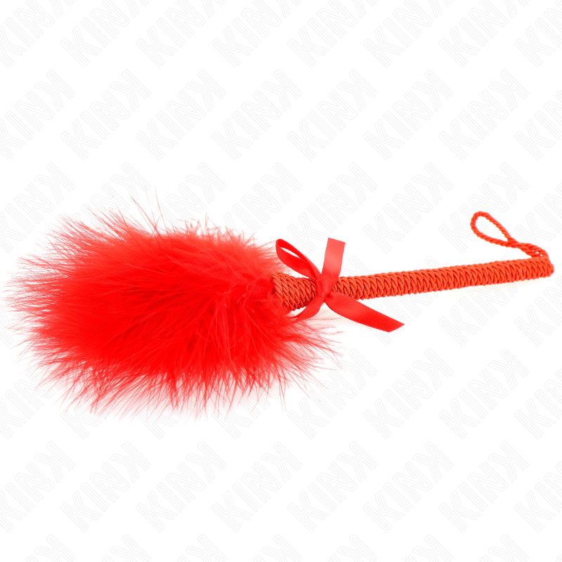 KINK - NYLON ROPE WAND WITH TICKLE FEATHERS AND RED BOW 25 CM - NOCTURNA DESIRES