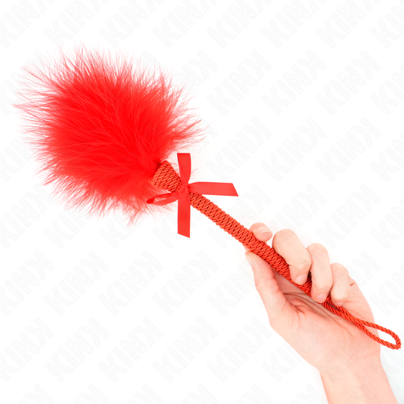 KINK - NYLON ROPE WAND WITH TICKLE FEATHERS AND RED BOW 25 CM - NOCTURNA DESIRES