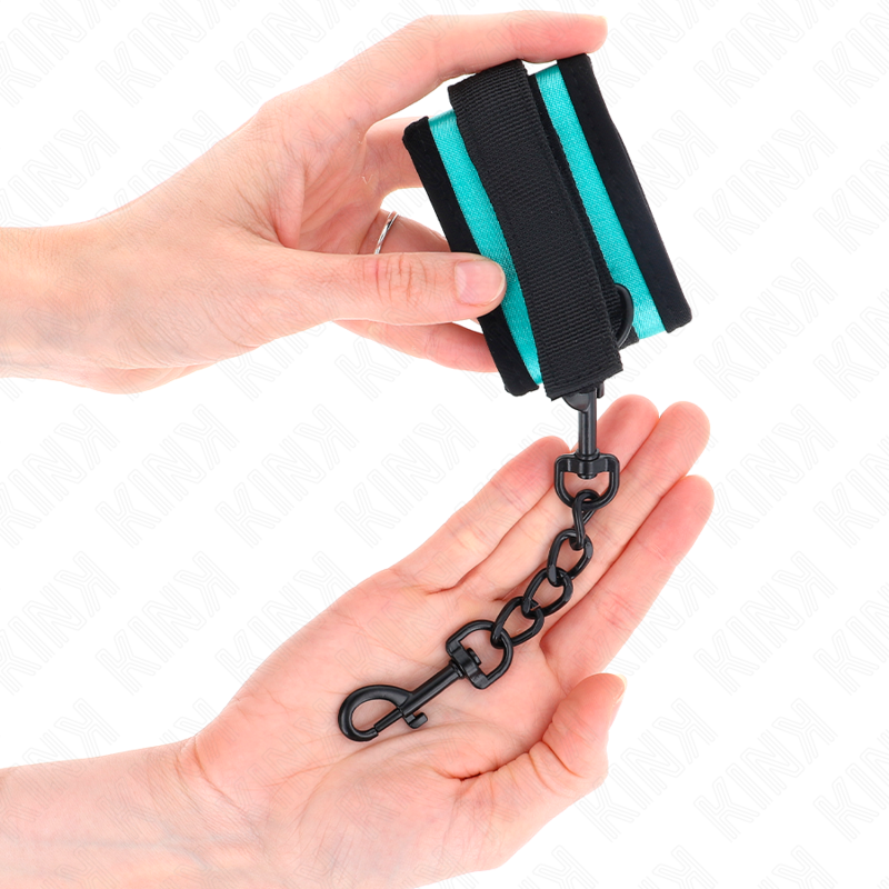 KINK - HOOK AND LOOP NYLON BIND WRIST RESTRAINTS BLACK-BLUE ADJUSTABLE 18-32 CM X 5 CM - NOCTURNA DESIRES