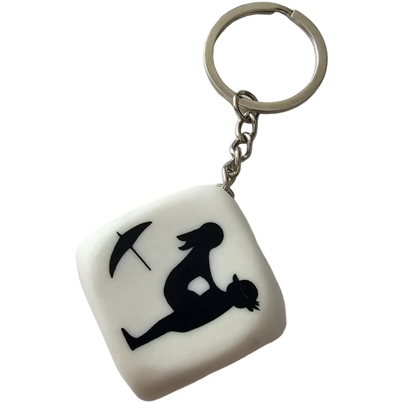 DIABLO PICANTE - WHITE DICE KEYCHAIN WITH POSES - NOCTURNA DESIRES