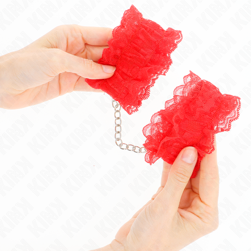KINK - LACE ELASTIC WRIST RESTRAINTS RED - NOCTURNA DESIRES
