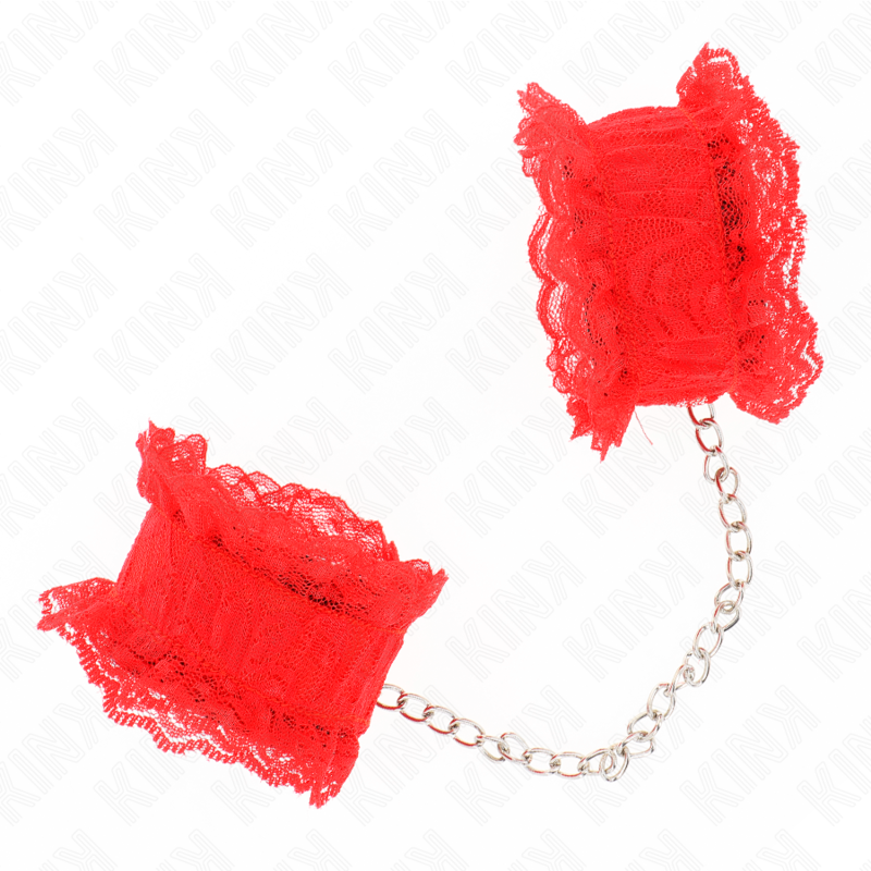 KINK - LACE ELASTIC WRIST RESTRAINTS RED - NOCTURNA DESIRES