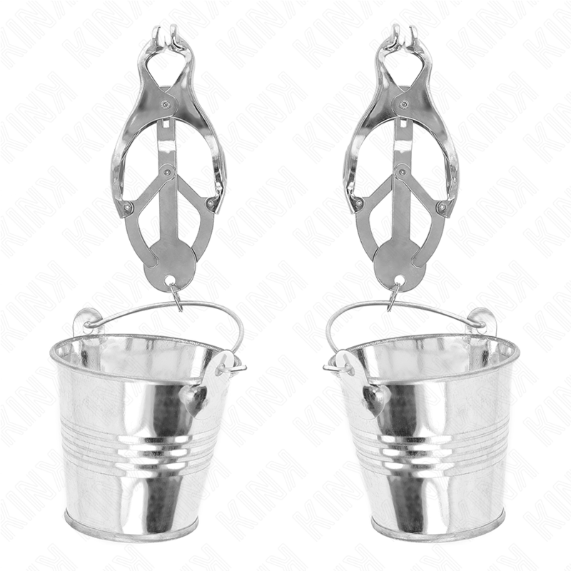KINK - JAPANESE CLOVER NIPPLE CLAMPS WITH BUCKETS SILVER - NOCTURNA DESIRES