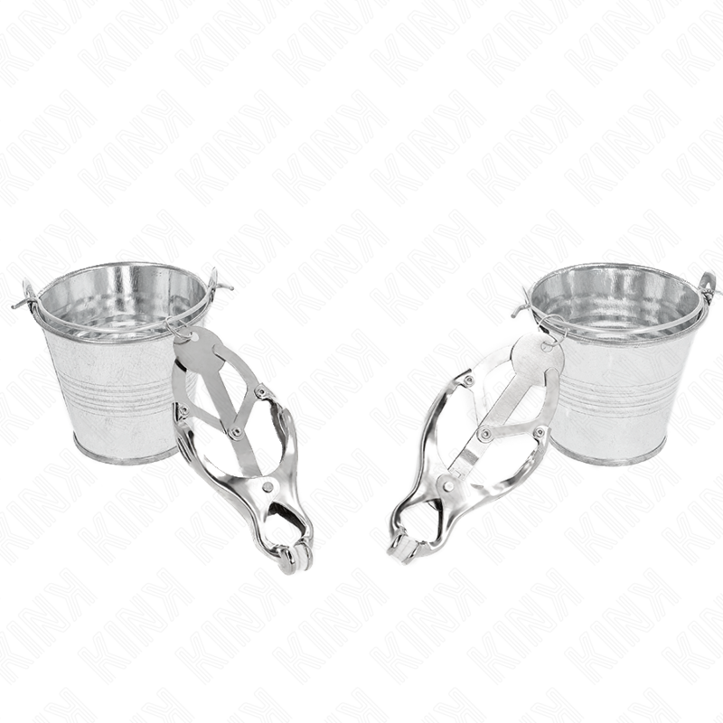 KINK - JAPANESE CLOVER NIPPLE CLAMPS WITH BUCKETS SILVER - NOCTURNA DESIRES