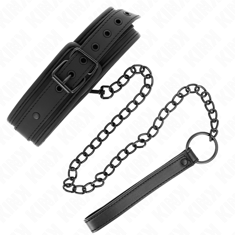 KINK - NEOPRENE BONDAGE COLLAR MODEL 1 WITH BELT 78 CM ADJUSTABLE 37.5 X 49.5 CM - NOCTURNA DESIRES