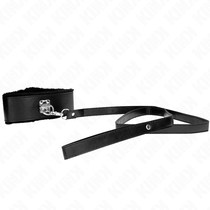 KINK - NECKLACE WITH LEASH 116 CM WITH SILVER STUDS MODEL 4 BLACK ADJUSTABLE 40-48 CM X 6 CM - NOCTURNA DESIRES