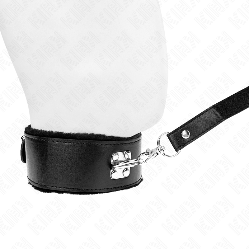 KINK - NECKLACE WITH LEASH 116 CM WITH SILVER STUDS MODEL 4 BLACK ADJUSTABLE 40-48 CM X 6 CM - NOCTURNA DESIRES