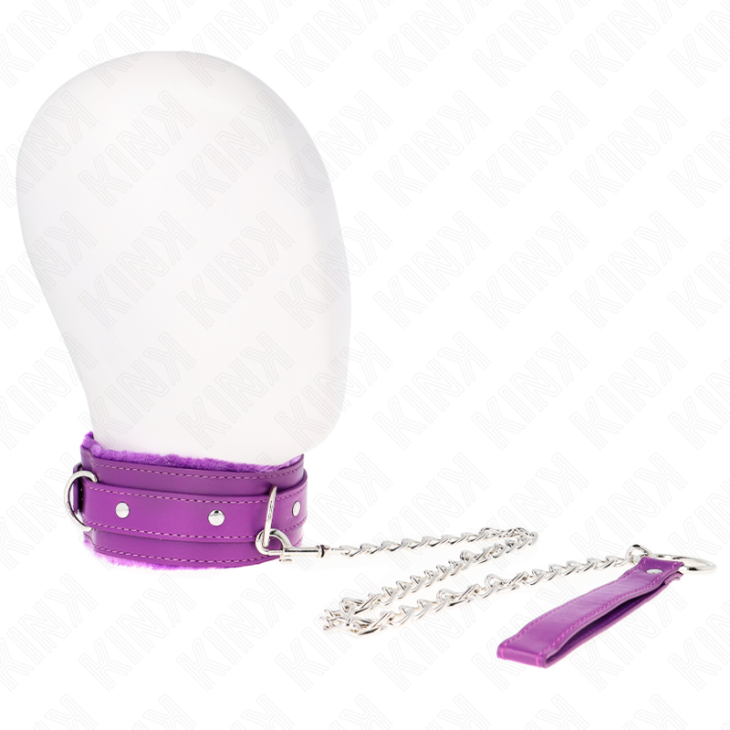 KINK - COLLAR WITH LEASH 65 CM WITH RESTRICTIONS PURPLE 36-42 CM X 5.5 CM - NOCTURNA DESIRES