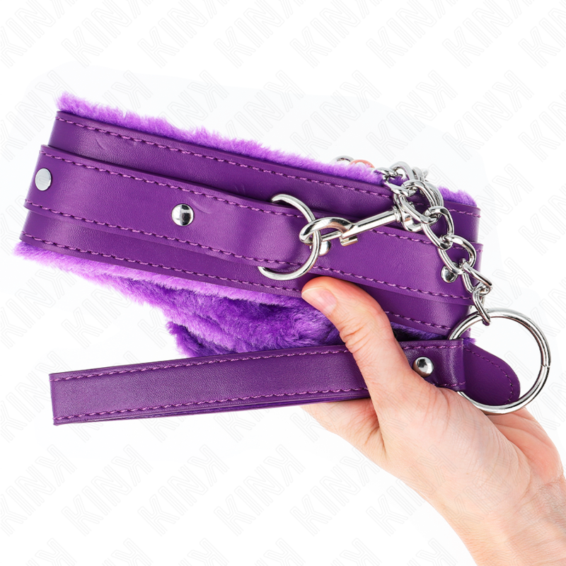 KINK - COLLAR WITH LEASH 65 CM WITH RESTRICTIONS PURPLE 36-42 CM X 5.5 CM - NOCTURNA DESIRES