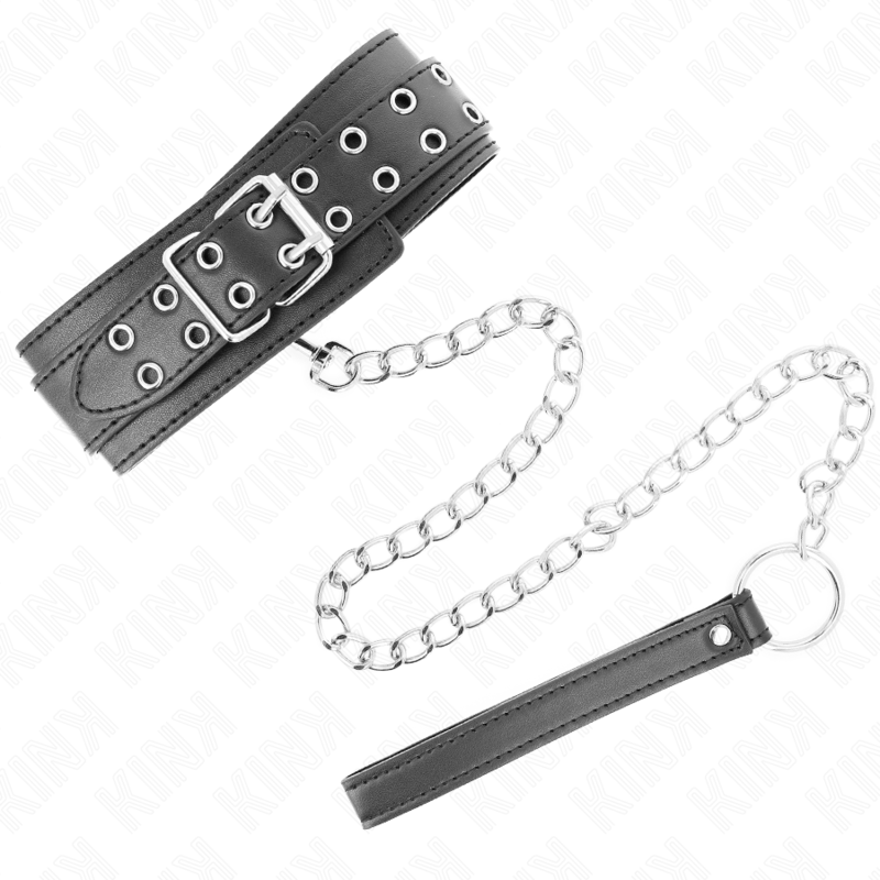 KINK - NECKLACE WITH STRAP 65 CM SILVER BUCKLES ADJUSTABLE 33-46 CM X 5.5 CM - NOCTURNA DESIRES