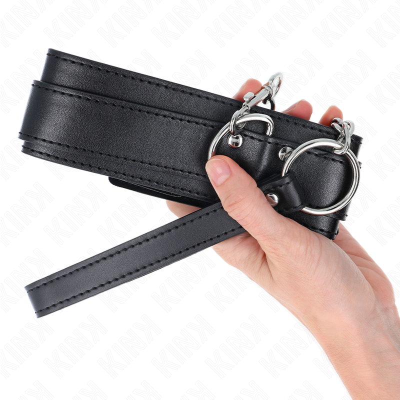 KINK - NECKLACE WITH STRAP 65 CM SILVER BUCKLES ADJUSTABLE 33-46 CM X 5.5 CM - NOCTURNA DESIRES