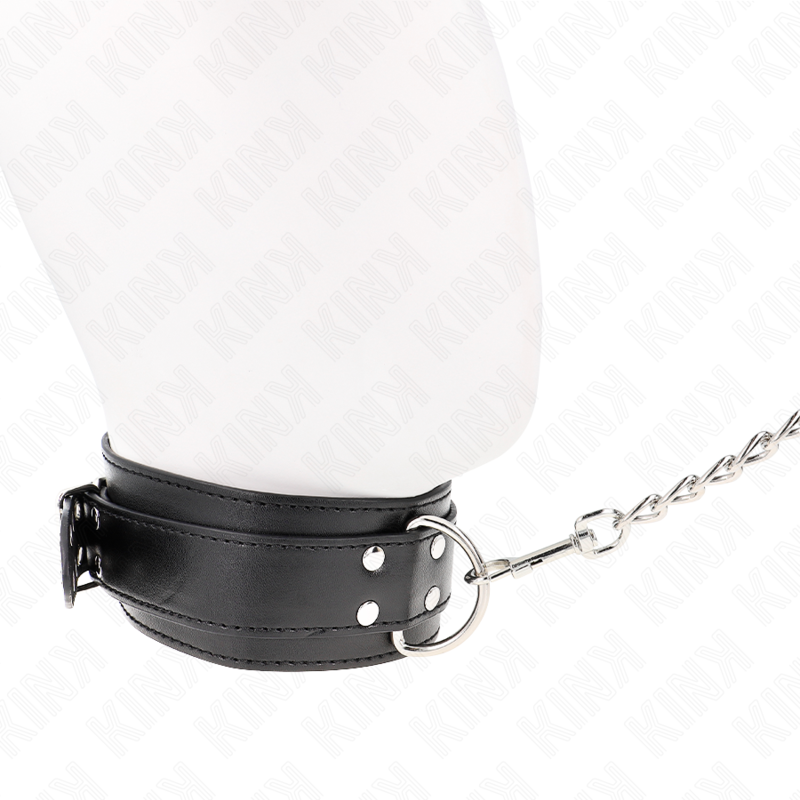 KINK - NECKLACE WITH STRAP 65 CM SILVER BUCKLES ADJUSTABLE 33-46 CM X 5.5 CM - NOCTURNA DESIRES