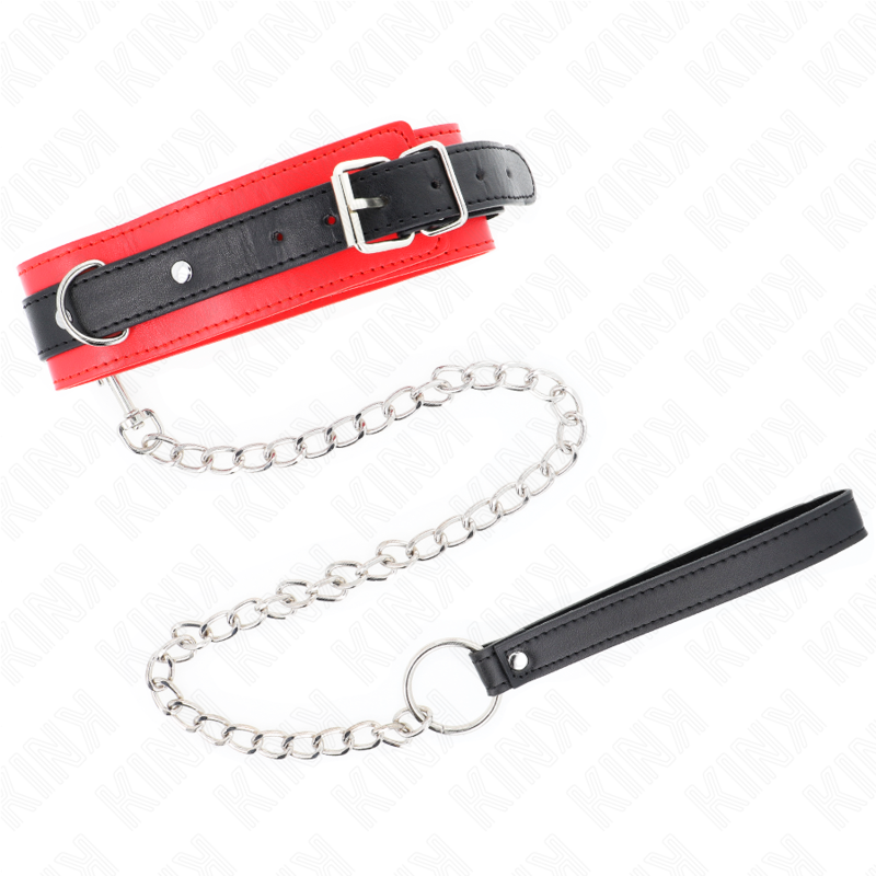 KINK - BASIC MODEL COLLAR WITH LEASH 65 CM MODEL 3 RED 53 X 5 CM - NOCTURNA DESIRES